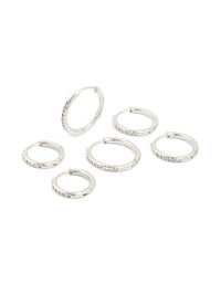 Waterproof Stainless Steel Cubic Zirconia Clicker Hoop Earring Pack - link has visual effect only