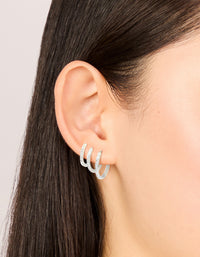 Waterproof Stainless Steel Cubic Zirconia Clicker Hoop Earring Pack - link has visual effect only