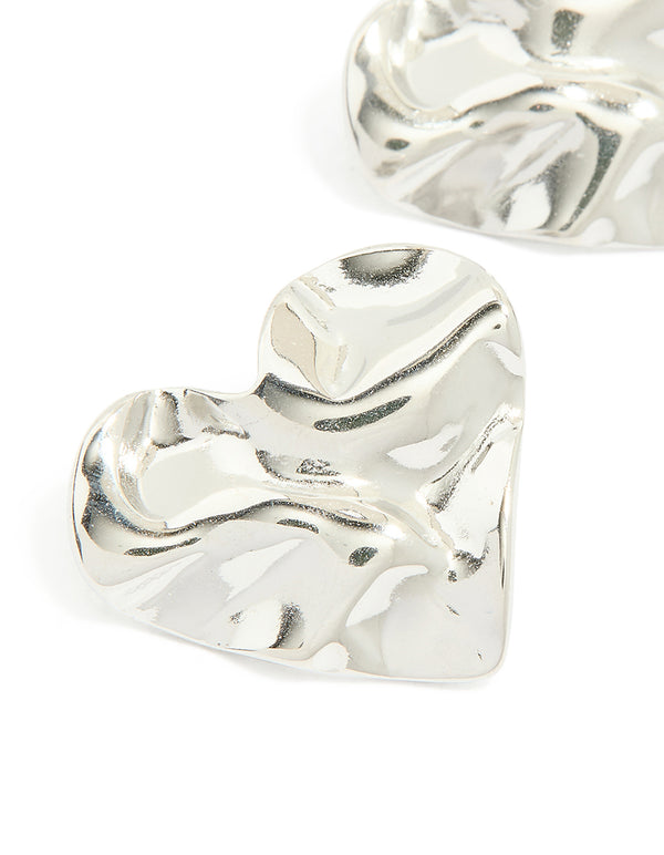 Waterproof Stainless Steel Molten Heart Stud Earrings