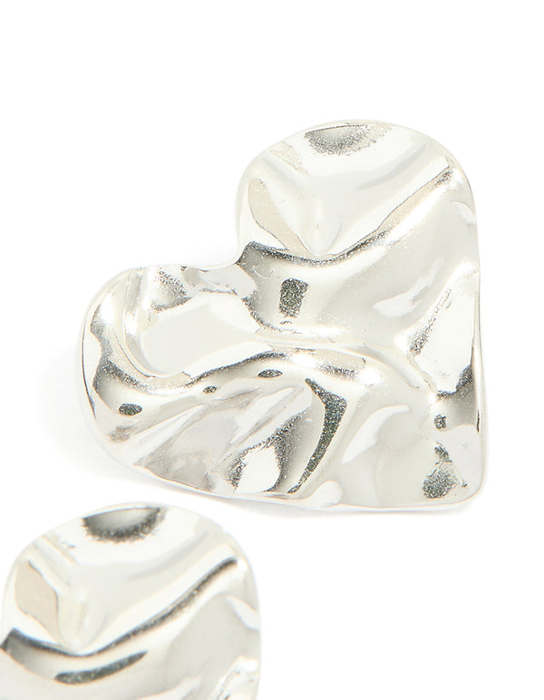 Waterproof Stainless Steel Molten Heart Stud Earrings