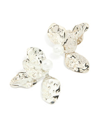 Waterproof Stainless Steel Pearl Large Flower Stud Earrings - link has visual effect only