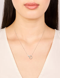 Waterproof Stainless Steel Textured Linked Circles Pendant Necklace - link has visual effect only