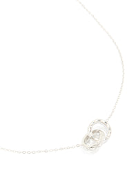 Waterproof Stainless Steel Textured Linked Circles Pendant Necklace - link has visual effect only