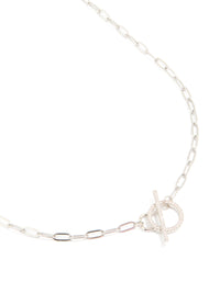 Waterproof Stainless Steel Cubic Zirconia T-Bar Necklace - link has visual effect only