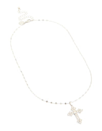 Waterproof Stainless Steel Cubic Zirconia Gothic Cross Fine Necklace - link has visual effect only