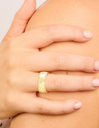 Waterproof Gold Plated Stainless Steel Cubic Zirconia Star Thick Band Ring - link has visual effect only