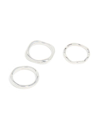 Showcasing Waterproof Stainless Steel Organic Rings 3-Pack with statement style in silver front view - link has visual effect only