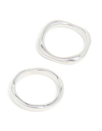 Crafted from Waterproof Stainless Steel Organic Rings 3-Pack with statement style in silver side detail view - link has visual effect only