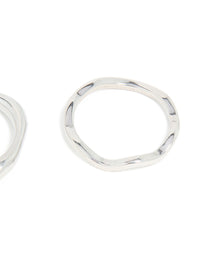 Designed with Waterproof Stainless Steel Organic Rings 3-Pack featuring statement style in silver close up view - link has visual effect only