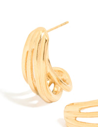 Waterproof Gold Plated Stainless Steel Layered Hoop Earrings - link has visual effect only