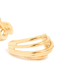 Waterproof Gold Plated Stainless Steel Layered Hoop Earrings - link has visual effect only