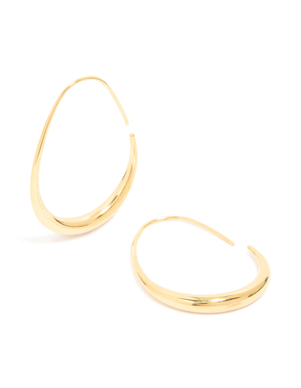 Waterproof Gold Plated Stainless Steel Oval Hoop Earrings