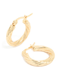 Waterproof Gold Plated Stainless SteelSmall Twisted Hoop Earrings - link has visual effect only