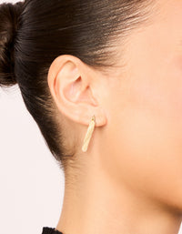 Waterproof Gold Plated Stainless Steel Twisted Medium Hoop Earrings - link has visual effect only
