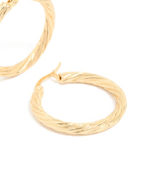 Waterproof Gold Plated Stainless Steel Large Twisted Hoop Earrings - link has visual effect only