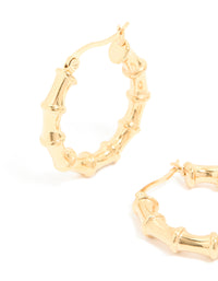 Waterproof Gold Plated Stainless Steel Textured Hoop Earrings 30 MM - link has visual effect only