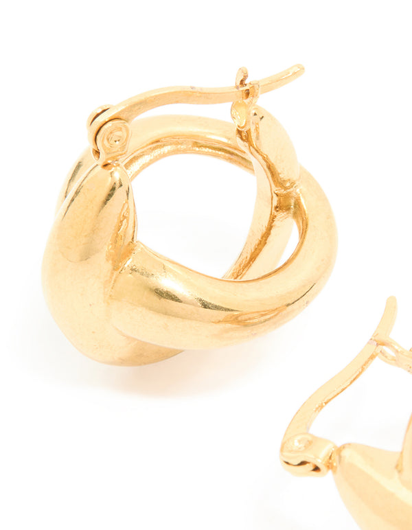 Waterproof Gold Plated Stainless Steel Wavy Hoop Earrings