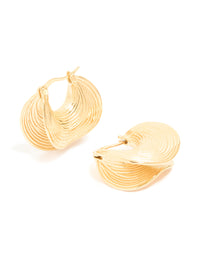 Waterproof Gold Plated Stainless Steel Etched Chunky Hoop Earrings - link has visual effect only