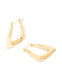 Waterproof Gold Plated Stainless Steel Trapeze Hoop Earrings - link has visual effect only