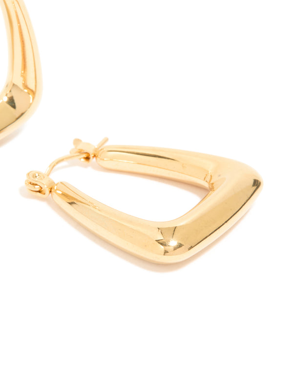 Waterproof Gold Plated Stainless Steel Trapeze Hoop Earrings