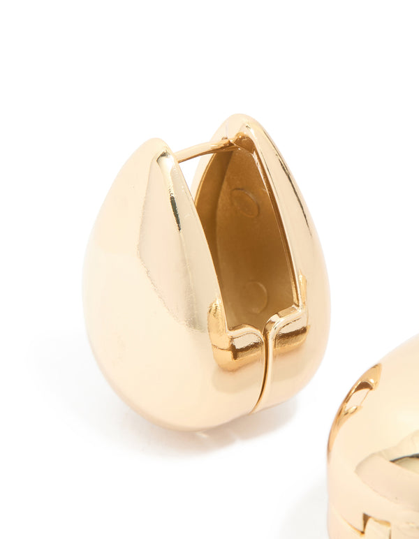Waterproof Gold Plated Stainless Steel Oval Front & Back Hoop Earrings