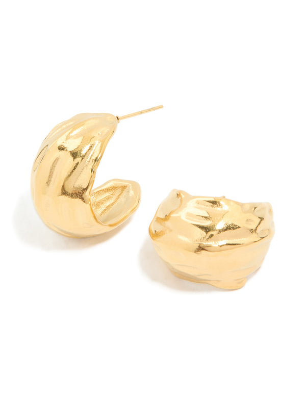 Waterproof Gold Plated Stainless Steel Curved Hoop Earrings