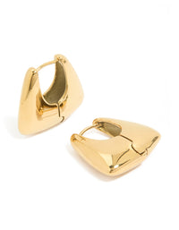 Waterproof Gold Plated Stainless Steel Trapezoid Hinged Hoop Earrings - link has visual effect only