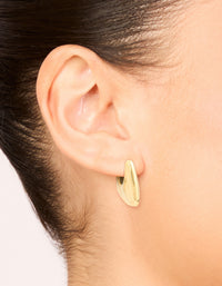 Waterproof Gold Plated Stainless Steel Trapezoid Hinged Hoop Earrings - link has visual effect only