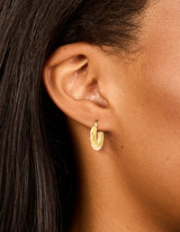 Waterproof Gold Plated Stainless Steel Twist Hoop Earrings - link has visual effect only