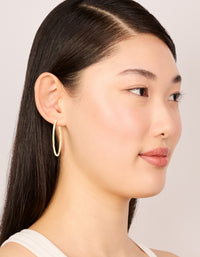 Waterproof Gold Plated Stainless Steel Hoop Earrings 40 NN - link has visual effect only