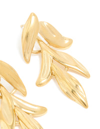 Waterproof Gold Plated Stainless Steel Cascading Leaf Drop Stud Earrings - link has visual effect only