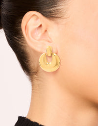 Waterproof Gold Plated Stainless Steel Round Doorknocker Earrings - link has visual effect only