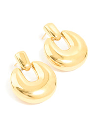 Waterproof Gold Plated Stainless Steel Round Doorknocker Earrings - link has visual effect only