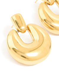 Waterproof Gold Plated Stainless Steel Round Doorknocker Earrings - link has visual effect only