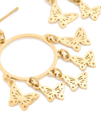 Waterproof Gold Plated Stainless Steel Butterfly Charms Hoop Earrings - link has visual effect only