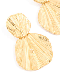 Waterproof Gold Plated Stainless Steel Double Textured Drop Earrings - link has visual effect only