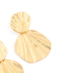 Waterproof Gold Plated Stainless Steel Double Textured Drop Earrings - link has visual effect only