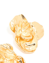 Waterproof Gold Plated Stainless Steel Statement Flower Stud Earrings - link has visual effect only