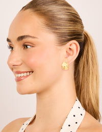 Waterproof Gold Plated Stainless Steel Button Stud Earrings - link has visual effect only