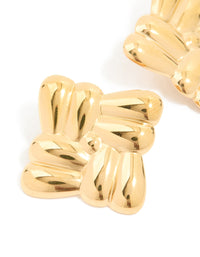 Waterproof Gold Plated Stainless Steel Crossover Square Stud Earrings - link has visual effect only