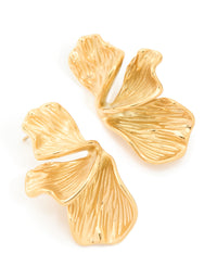 Waterproof Gold Plated Stainless Steel Petal Fan Earrings - link has visual effect only