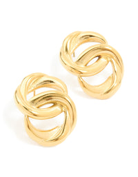 Waterproof Gold Plated Stainless Steel Round Linked Stud Earrings - link has visual effect only