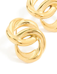 Waterproof Gold Plated Stainless Steel Round Linked Stud Earrings - link has visual effect only