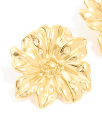 Waterproof Gold Plated Stainless Steel Daisy Petal Statement Earrings - link has visual effect only