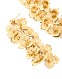 Waterproof Gold Plated Stainless Steel Flower Cascading Drop Earrings - link has visual effect only