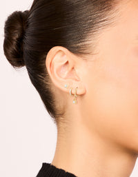 Waterproof Gold Plated Stainless Steel Diamante Earrings 3-Pack - link has visual effect only