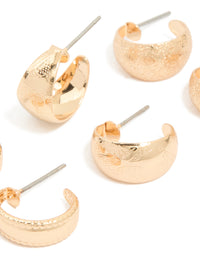 Gold Textured Mixed Hoop Earrings 3-Pack - link has visual effect only