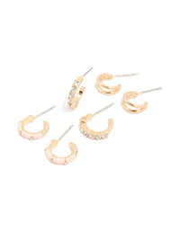 Gold Diamante & Double Hoop Earrings 3-Pack - link has visual effect only