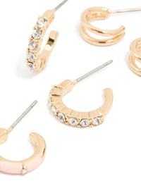 Gold Diamante & Double Hoop Earrings 3-Pack - link has visual effect only