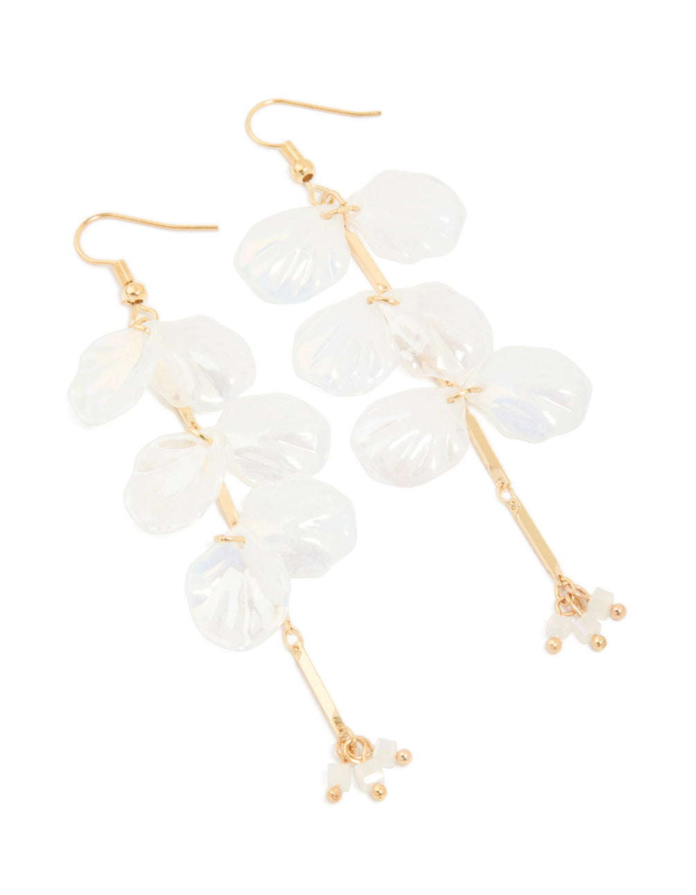 Gold Iridescent Petal Drop Earrings